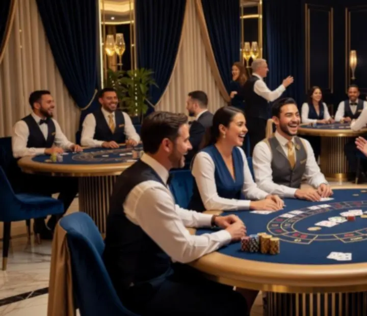 Goście podczas eleganckiego eventu w stylu kasynowym
